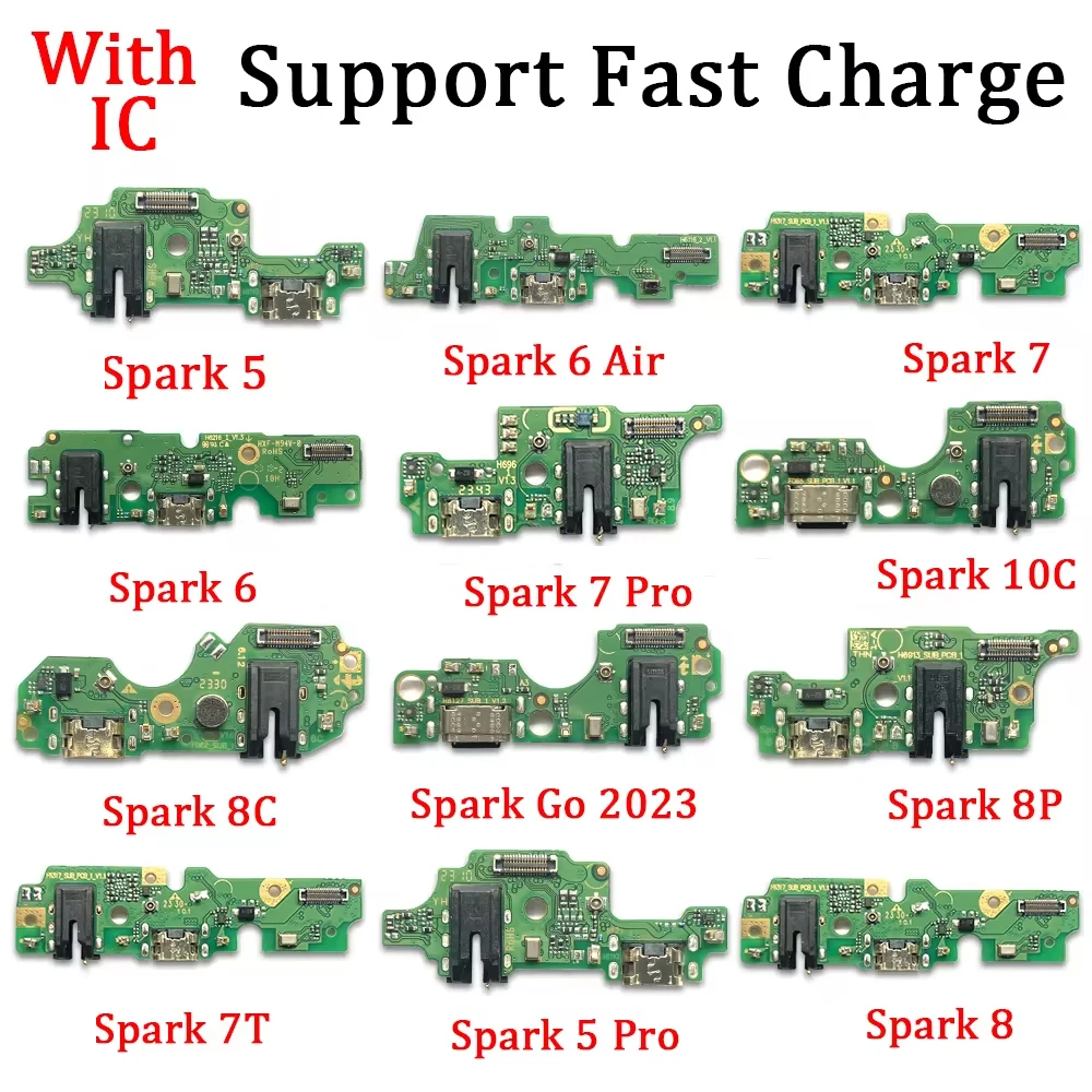 New Bottom Charging USB Date Dock Microphone Charger Flex Cable For Tecno Pop 4 Spark 5 6 Air 7 Pro 7T 8 8C 8P 8T 10C Go 2023