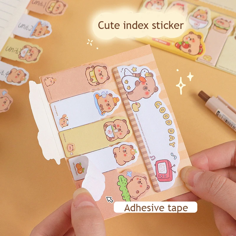 90 fogli Cute Capybara Index Sticker Notepad accessori per uffici cancelleria coreana Sticky Notes materiale Paper Student Planner