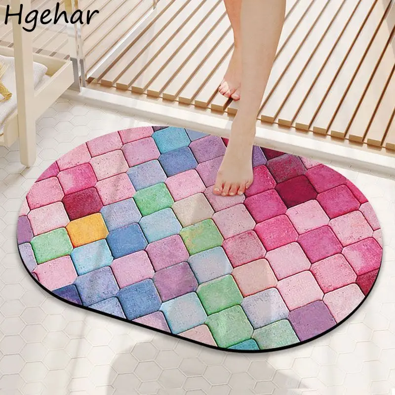 Bath Mats Plaid Non-slip Super Absorbent Quick Dry Soft Home Prevent Falls Bathroom Carpet Microfiber Skin-friendly Door-mat