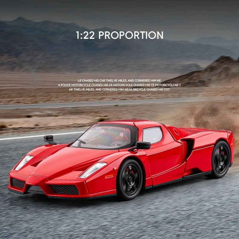 Coche deportivo Enzo 1:22, coche de aleación, modelo de juguete, simulación de sonido de Metal, luz, modelos de juguete, colección de decoración de regalo para niños