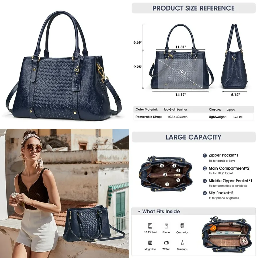 Kattee Women Soft Genuine Leather Satchel Bags Top Handle Crossbody Purses and Handbags Totes Shoulder Hobo