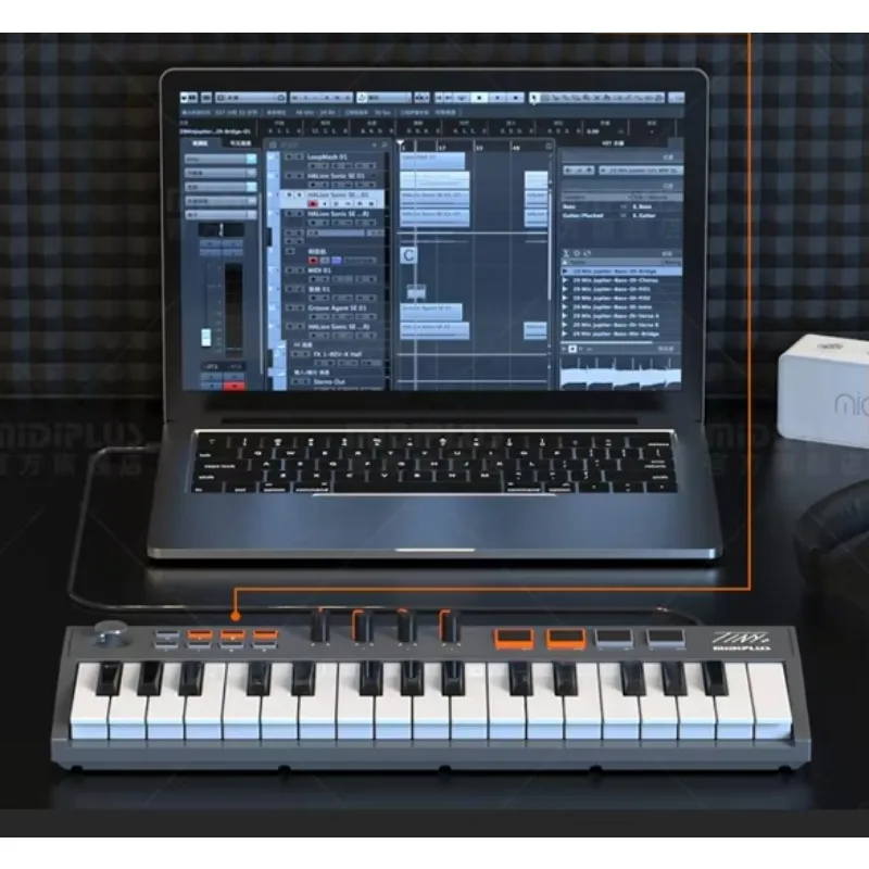 Hooqu Tiny 32+ Key Foldable MIDI Keyboard Compact USB Controller for Music Lovers of All Ages NM378