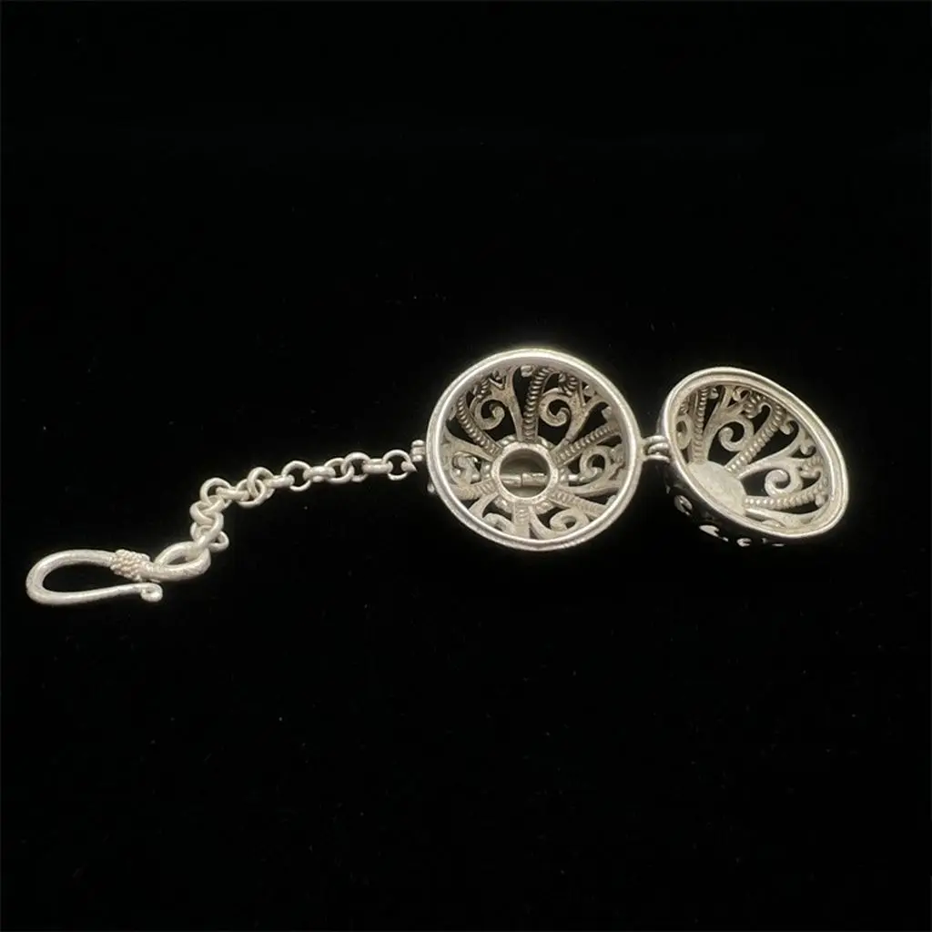 Tibetan silver retro hollowed-out incense ball men and women's carrying sachet pendant decorations