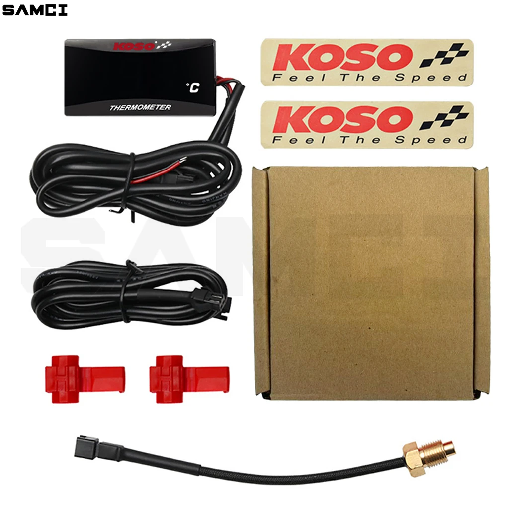 Motorcycle KOSO Water Temperature Gauge Mini Meter Moto Universal Thermometer For XMAX300 CB400 MT 07 09 Sensor Scooter Racing
