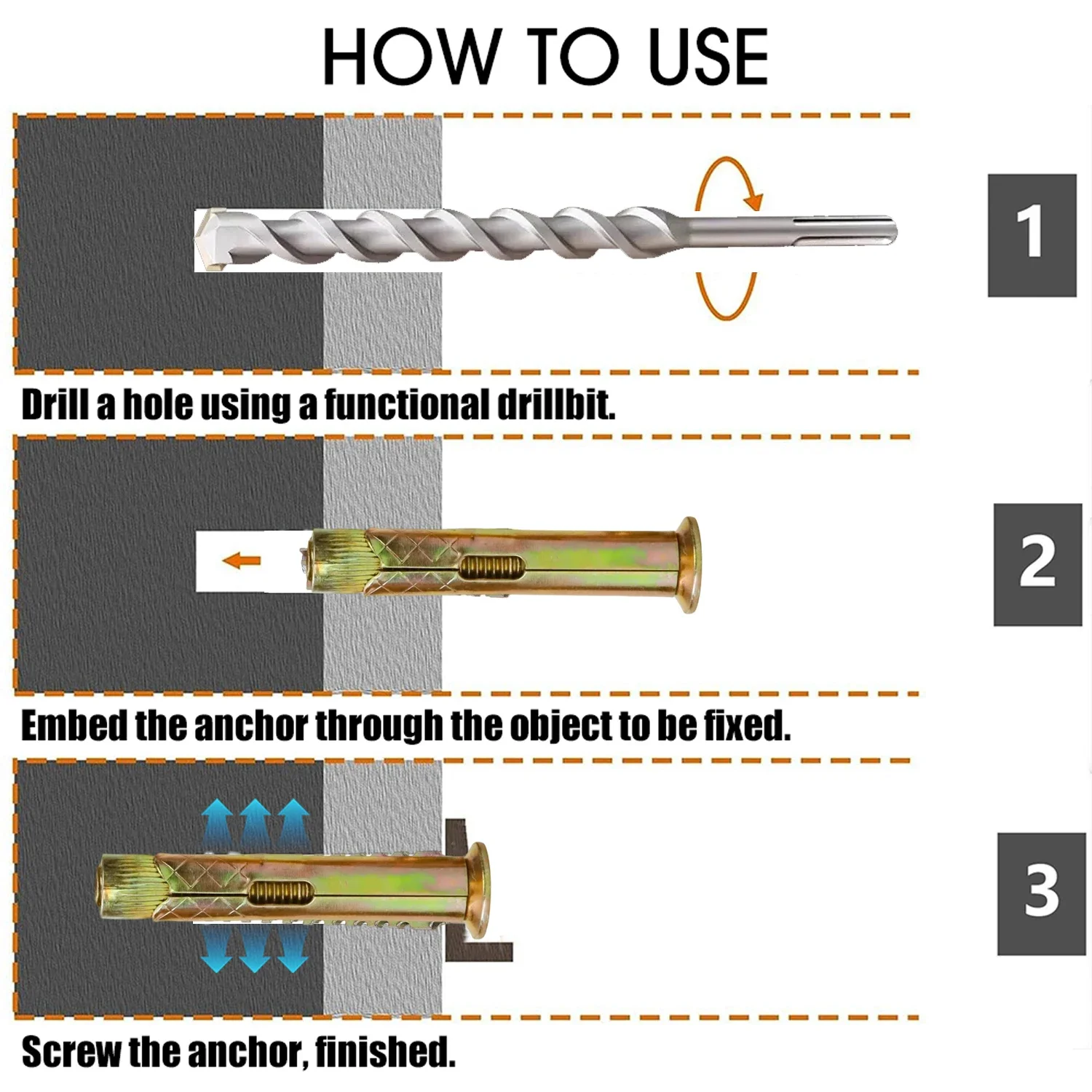 10 Stuks Zelftappende Rvs Schroeven Cross Platte Verzonken Kop Uitbreiding Bout Buis Boren Stekkers Muur Ankers Bevestigingsmiddelen