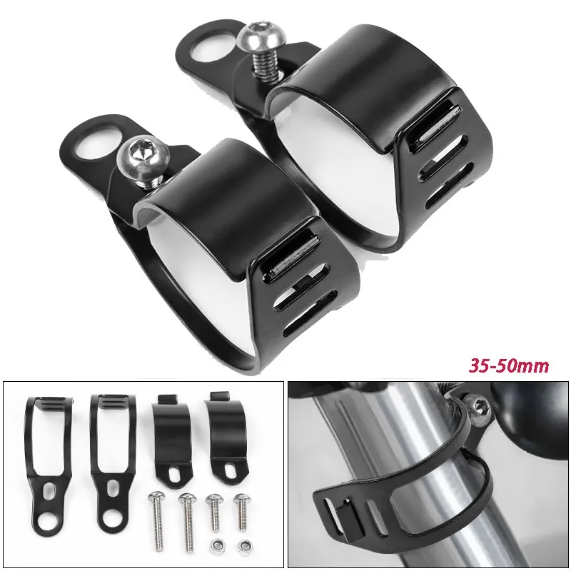 2X Motorrad Blinker Licht Halterung Halter Fit Für 35-50mm Vorderradgabel
