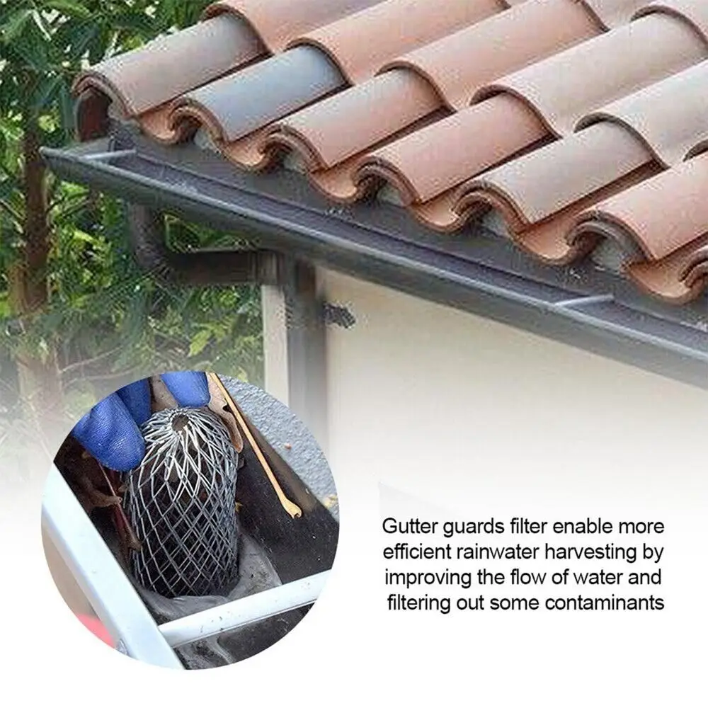 Roof Gutter Guard Filters 5Inch Expand Aluminum Filter Strainer Stops Blockage Leaf Drains Debris Drain Net Cover Gardening Tool