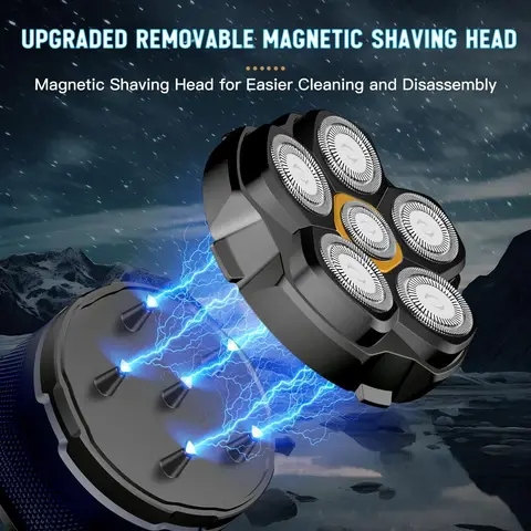 6D Магнитная Электрическая Бритва для Мужчин с LED-дисплеем, Водонепроницаемая — изображение продукта