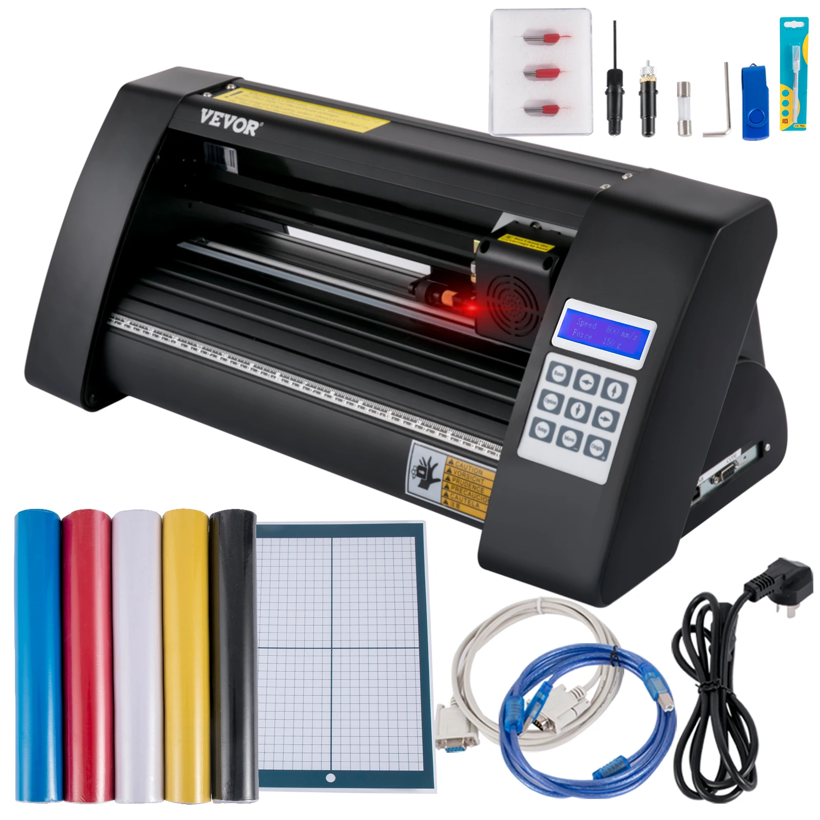 SucceBuy 14 inch semi-automatische vinylsnijplotter 375 mm snijprinter met papieren 3 messen LCD-scherm SIGNMASTER-software - afbeelding 2