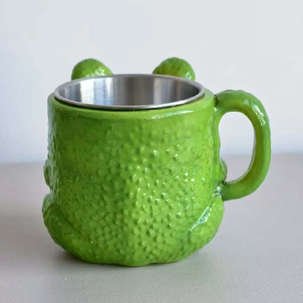 Durable Resin Frog Floral Pattern Mug Creative Anti Slip Cute Animal Cup Anti Scalding Kawaii Cartoon Water Cup Juice