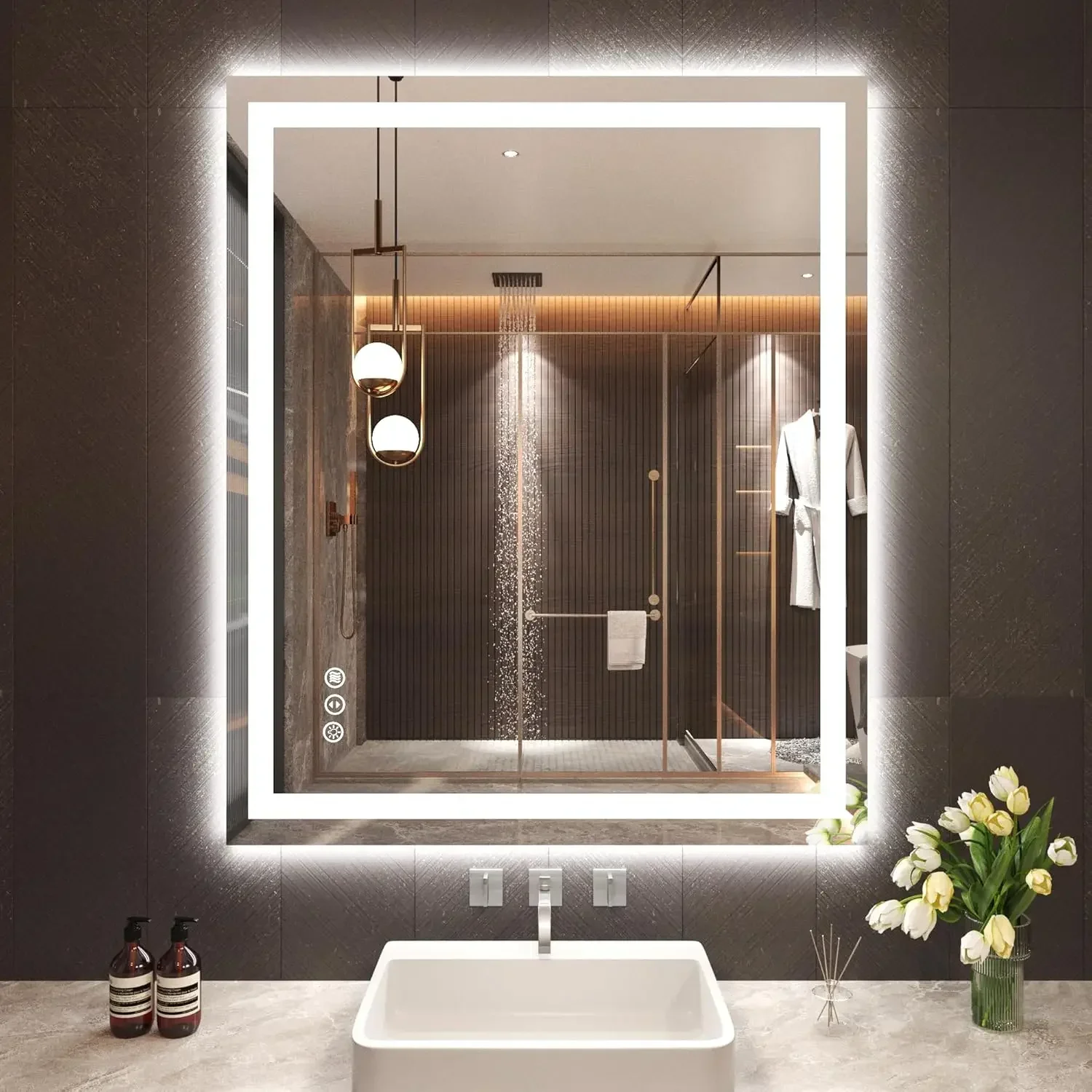 

30"X36" LED Bathroom Mirror with Front Lights and Backlit, Anti-Fog, Dimmable, Shatter-Proof Tempered Glass, Lighted Bathroom