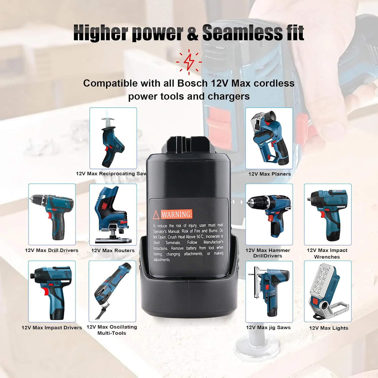 VANON 1/2/4Pcs 4.8Ah Li-on Replace for Bosch 12V BAT411 BAT414 D-70745 26073360 Cordless Tools Battery Pin and AL1115CV Charger