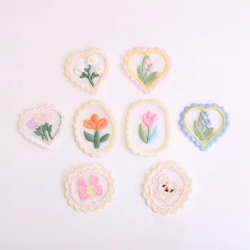 10 szt. Urocze Mini z wydrążonymi siatkami naszywki z motywem kwiatowym koronka haftowana tkanina nakrycia głowy DIY naklejki na materiały krawieckie odzieżowe