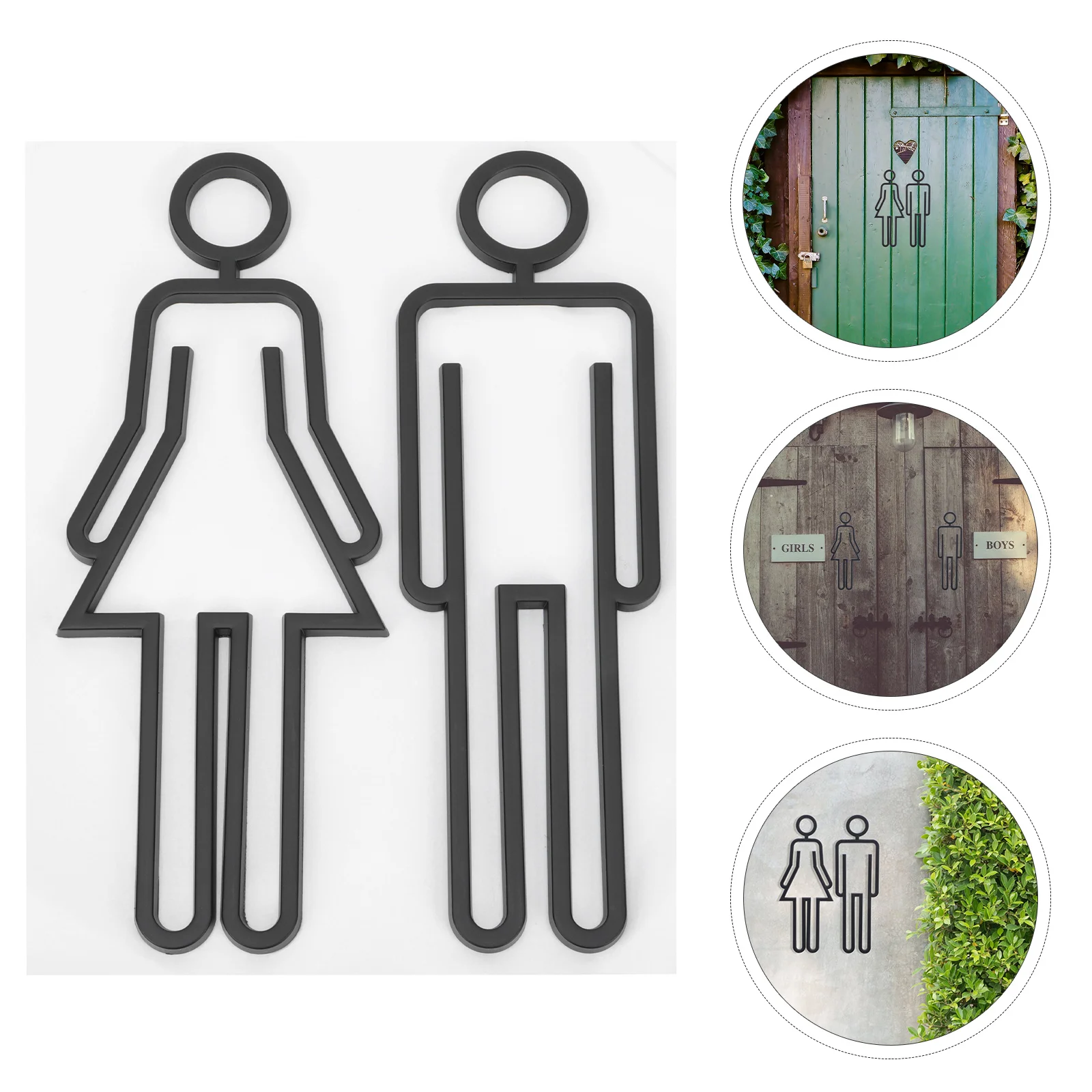 Restrooms Commercial Signs Toilet Emblems Bathroom Identification Washroom Wall-mounted Abs Miss