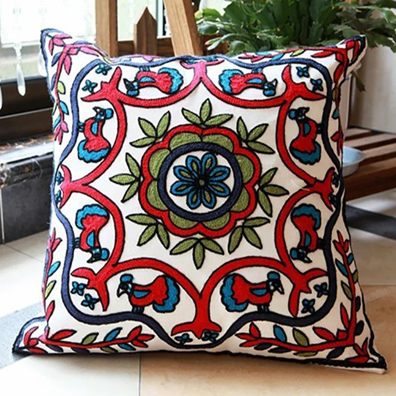 YOMDID Hot New National Style Sofa/car Cushion Cover Flowers and Fashion Pillow Cover Decorative Cushion Cover Hand-Embroidered