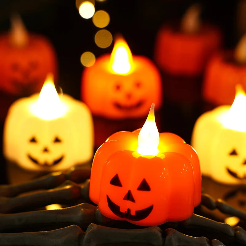 Halloween pumpkin candle lamp led electronic pumpkin lantern atmosphere decoration lamp luminous toys party decoration supplies