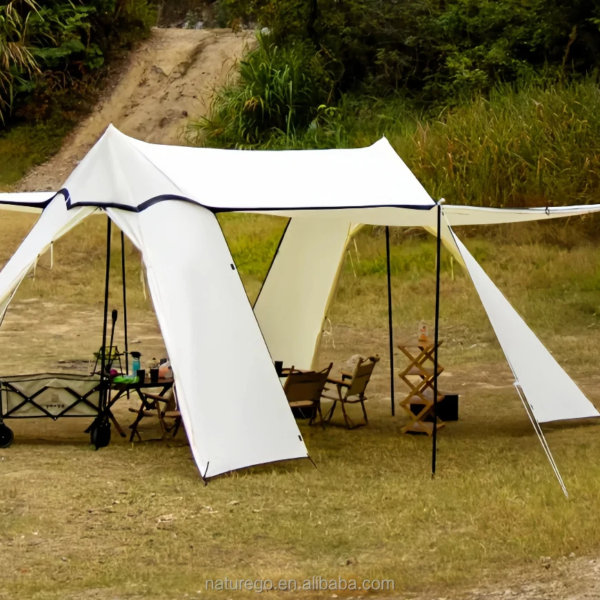 Lightweight 2-in-1 Camping Tent with Detachable Oxford Fabric Canopy and Projection Screen for Convenient Road Trips