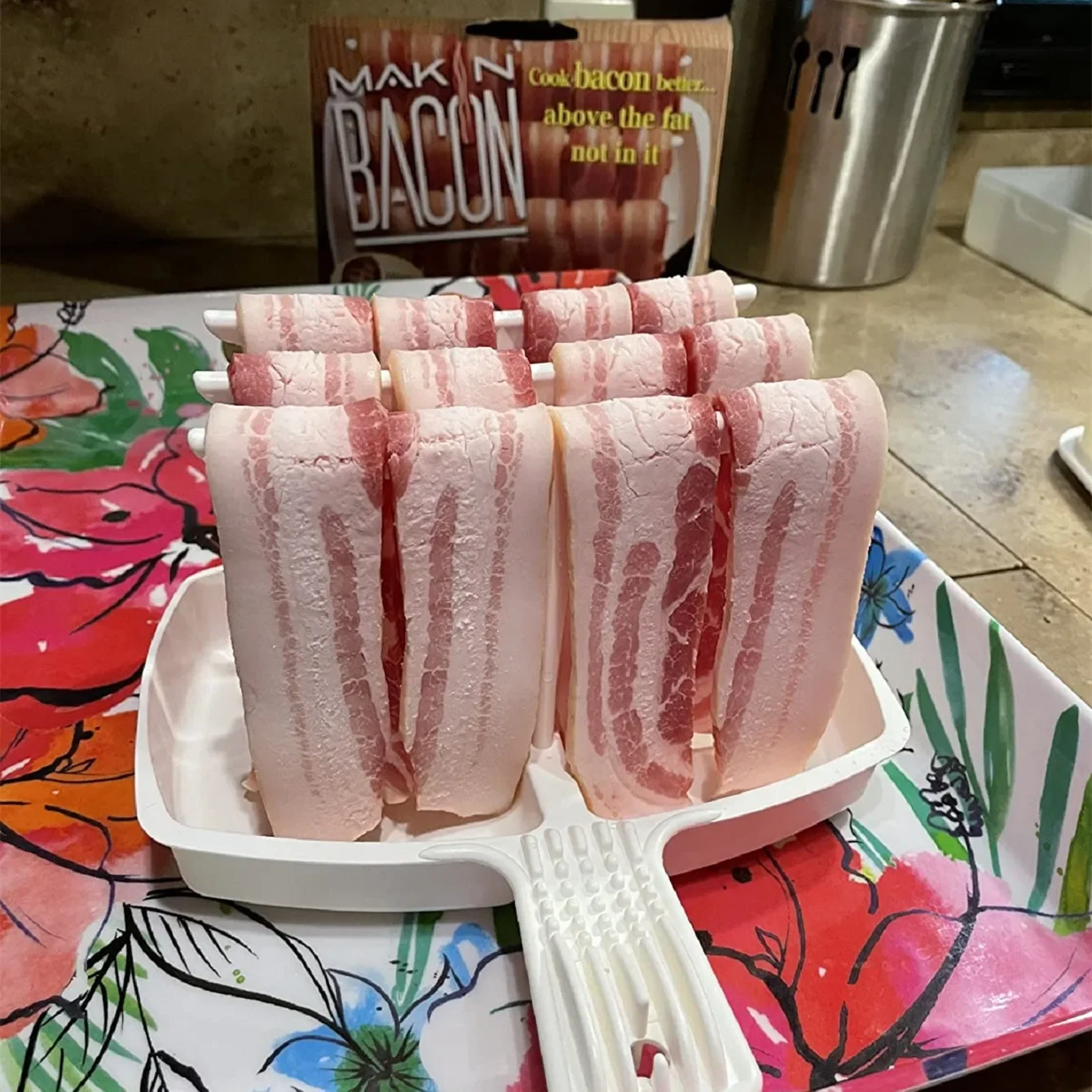 Microwave Oven Bacon Rack Food-Grade Plastic Barbecue Rack Bacon Grease Filter Rack Kitchen Gadgets Essential Kitchen Accessorie
