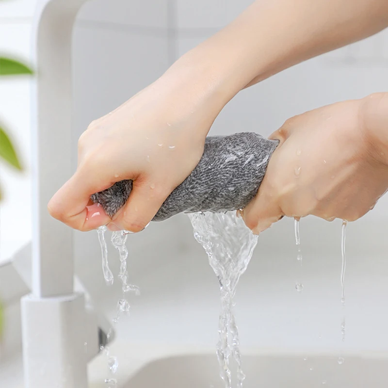 2/4 stücke Bambus kohle faser Reinigungs tuch Lappen Wasser aufnahme Antihaft-Öl waschen Küchen tuch Haushalts reinigungs werkzeuge