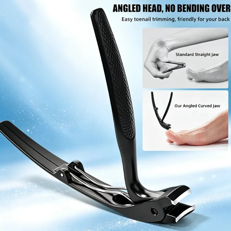 Long Handle Angled Toenail Clipper With Nail File, Labor‑Saving Pedicure Cutter for Thick Hard Toenails Seniors Foot Care