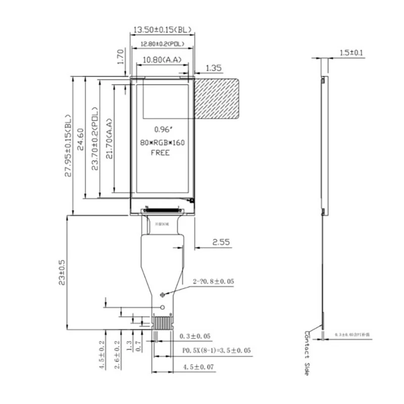 0.96 Inch IPS Display LCD Screen Module TFT Display 80*160 ST7735 Drive 3.3V 13PIN SPI HD Full Colorful For lcd Module