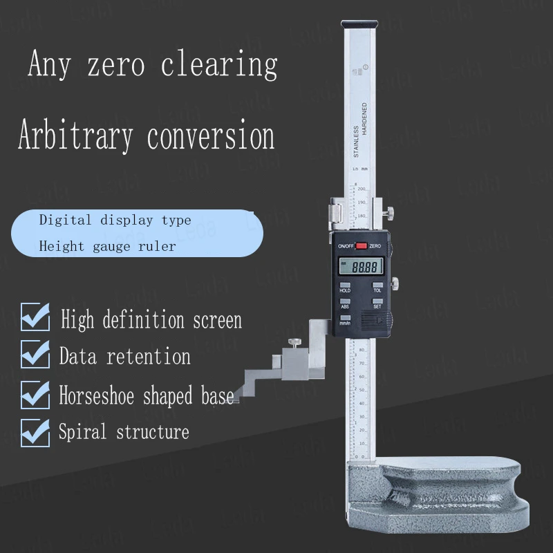 1pcs Stainless Steel Digital Display Height Gauge Electronic Scoring Ruler 0-200/300/500/600/1000mm Height Vernier Scale