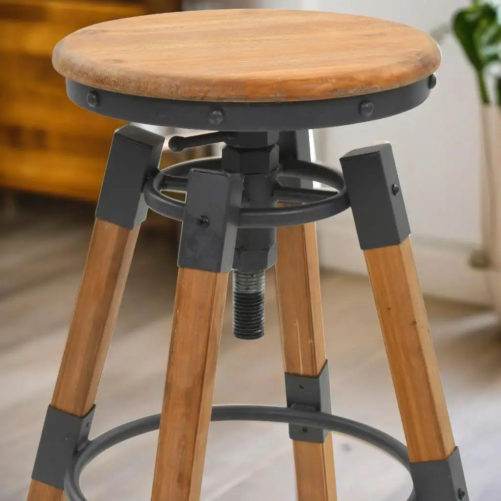 Set of 2 Solid Fir Wood Bar Stools - Stylish & Durable Kitchen Seating