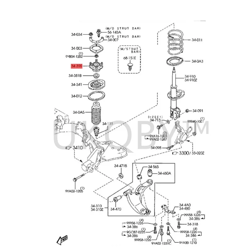 BL8P34380 Suitable for Ma zd a 323 Fumeilaihai Fuxing Pulima Front shock absorber support seat top rubber shock absorber top