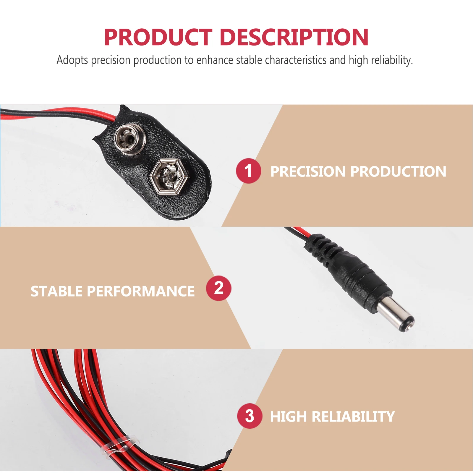 

10pcs 9V Power Cord Snap Connector Clips Flame Retardant Wire Replacement Experimental Connection for Guitar