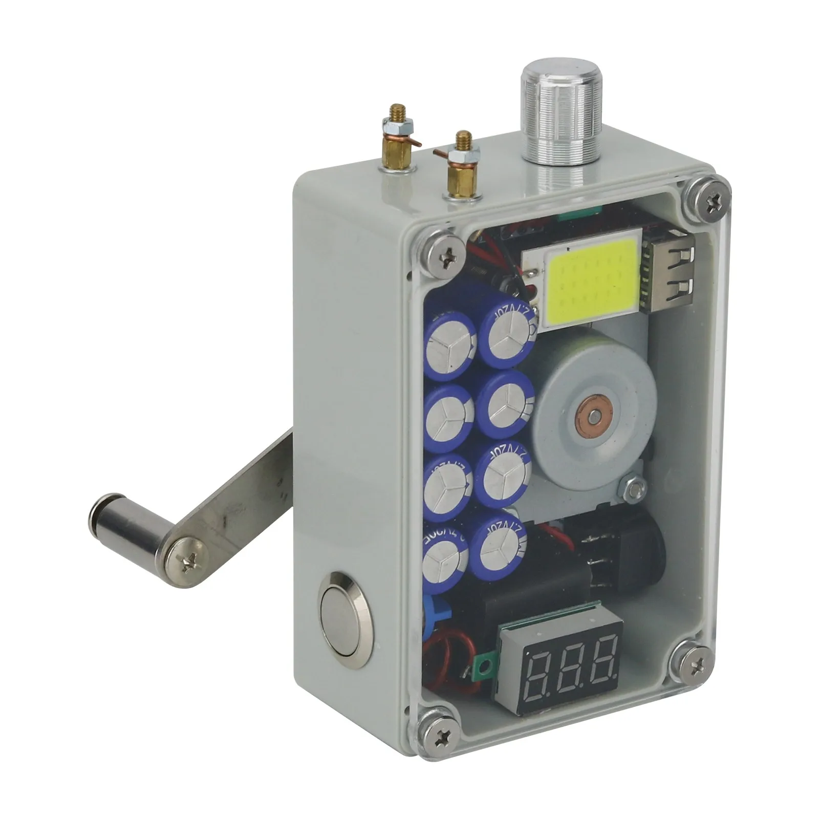 

6V Hand Generator Outdoor Hand Crank Generator with 8 Capacitors for Lighting Ignition & USB Charging