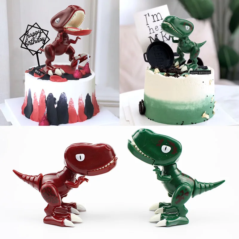 Dinosaur Cake Toppers Dino Happy Birthday Topper Mini Action Figures Ornament Dino Birthday Cake Decor Game Toys