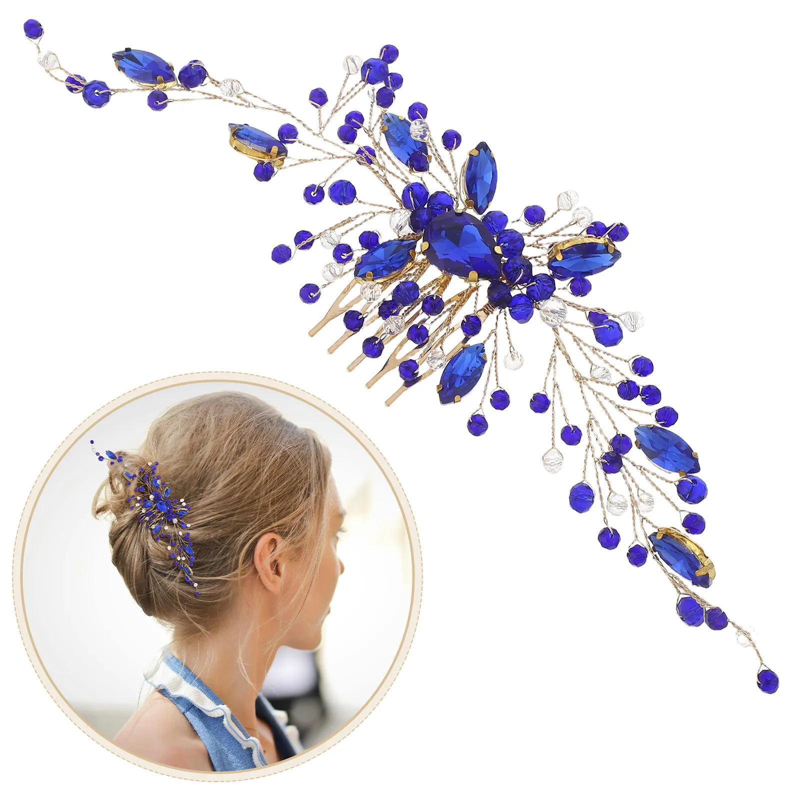 

Bridal Crystal Hair Comb Wedding Headdress Elegant Charm Decorative Hair Accessory for Ball Dance Party Bridal Shower Ceremony