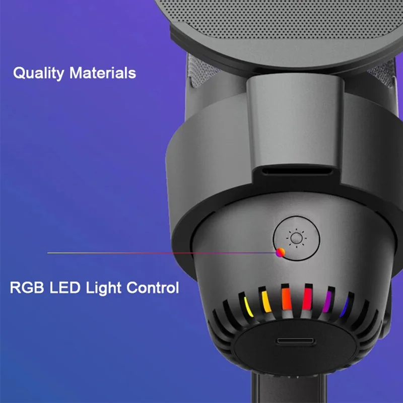 RGB Gaming Microphone Desktop USB Type C Dual Model Condenser Multi Function Gaming Mic For PC Computer Laptop Video Recording