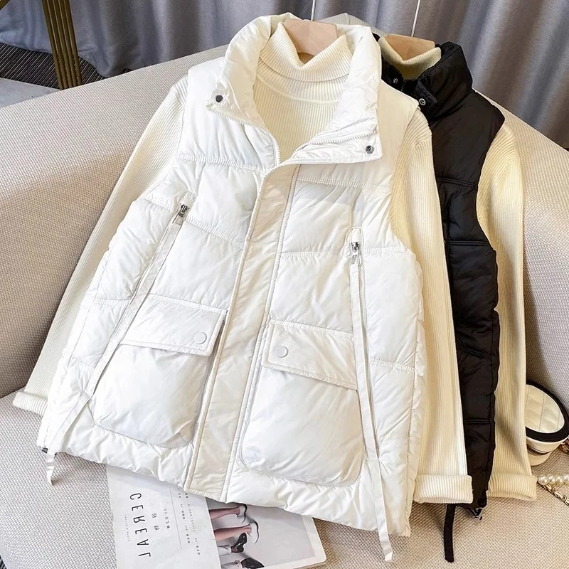 

plus Size 300 Pou Women's Korean Sle Loose Stand Collar Vest Jaet Autumn Winter plus Size Faion Outerwear for Heavy ...