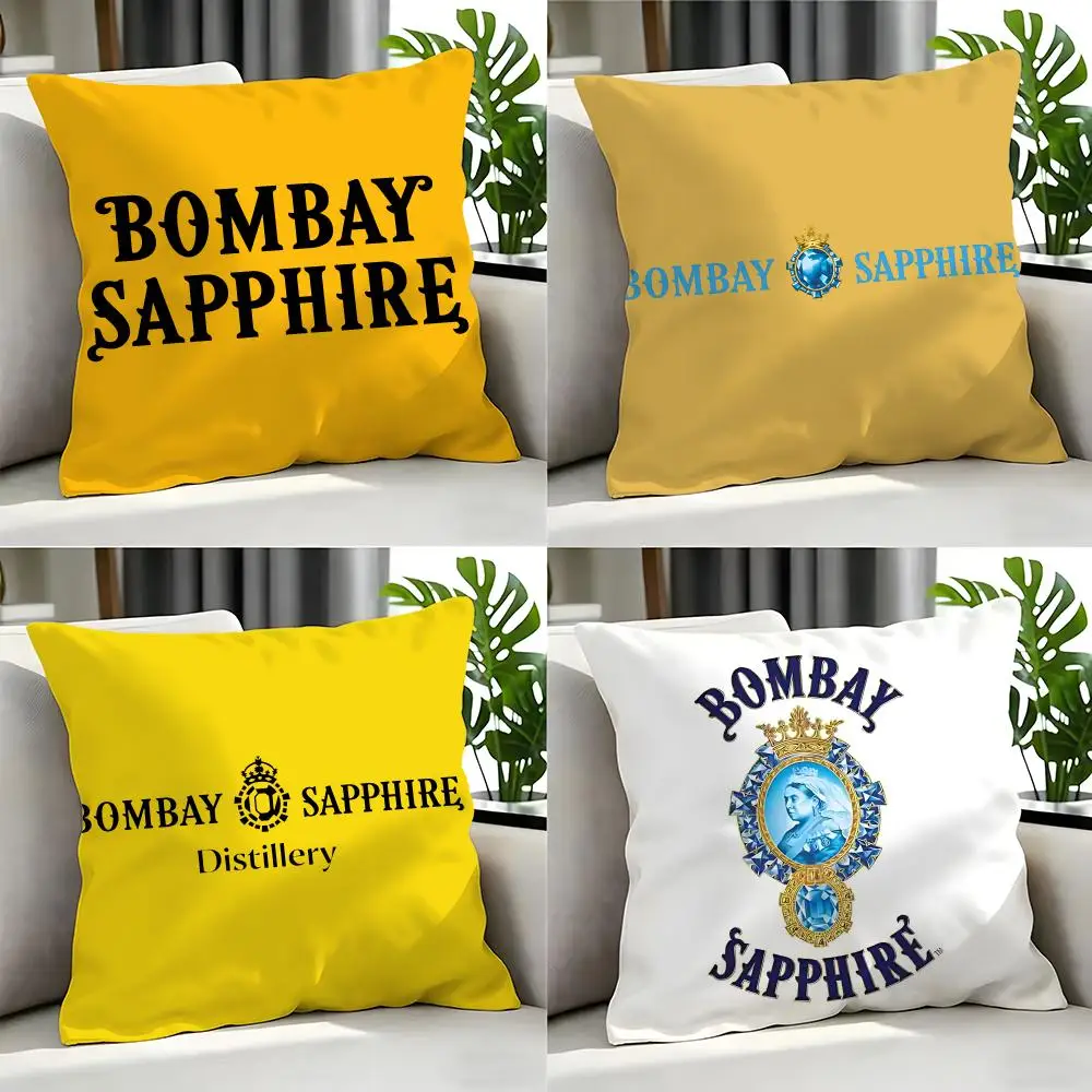 Funda de cojín con diseño de alcohol Bombay Sapphire, juego de 4 fundas de cojín de 50x50, 45x45, 40x40, funda de almohada decorativa para sofá, decoración del hogar