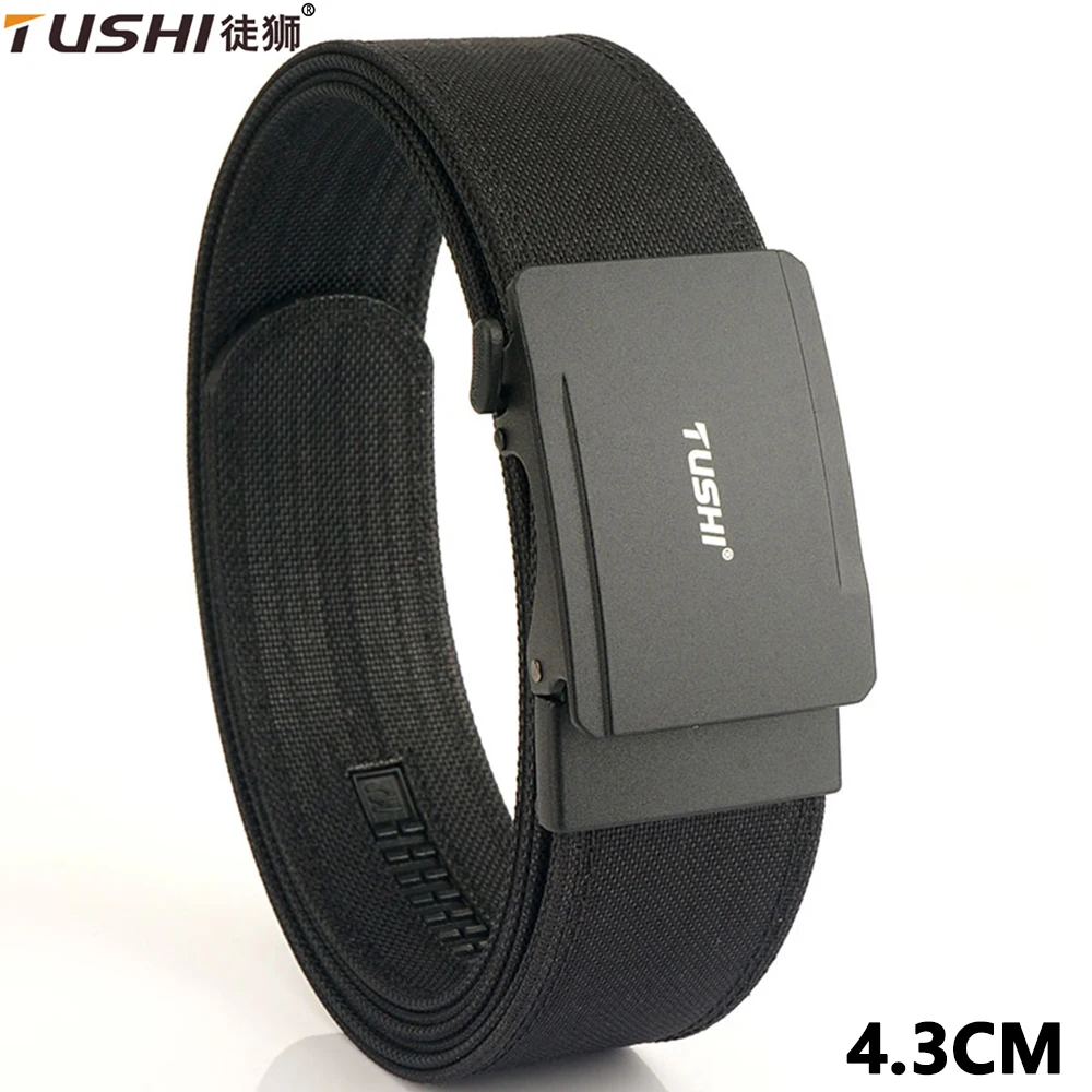 

TUSHI брендовый тактический двухслойный толстый пояс, мужской уличный нейлоновый пояс 4,3, широкий улучшенный пояс с автоматической пряжкой и пистолетом