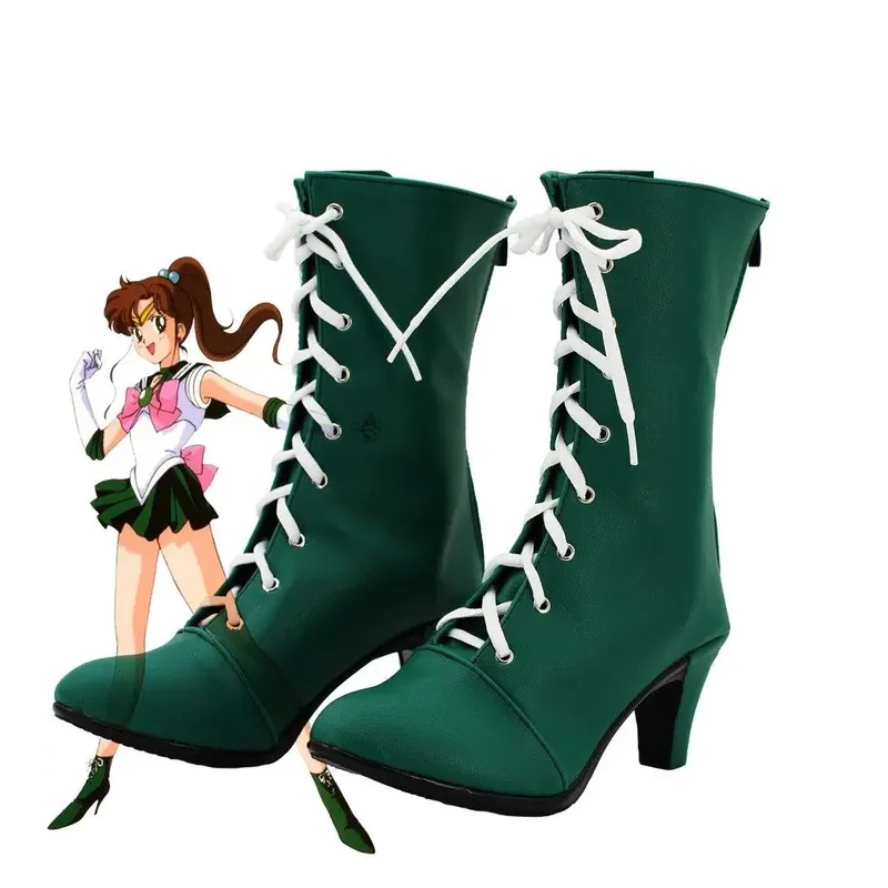 

Makoto Kino Shoes Cosplay Sailor Moon Sailor Jupiter Makoto Kino Cosplay Boots Green Shoes High Heel Custom Made Unisex Any Size