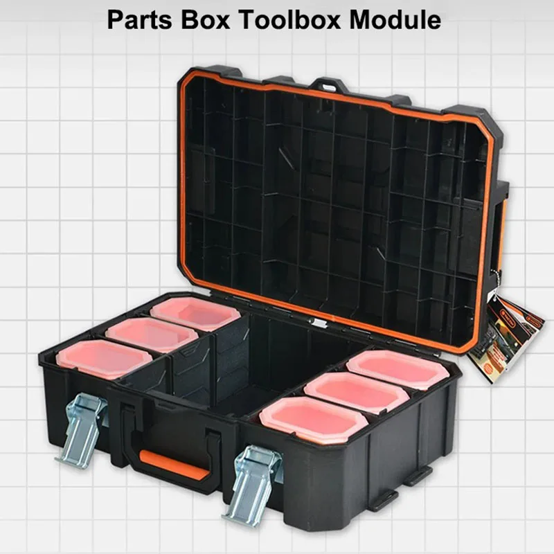 TACTIX Home Toolbox Multifunctional Stacking Combination Storage Box with Drawer Industrial Vehicle Trolley Tool Cart