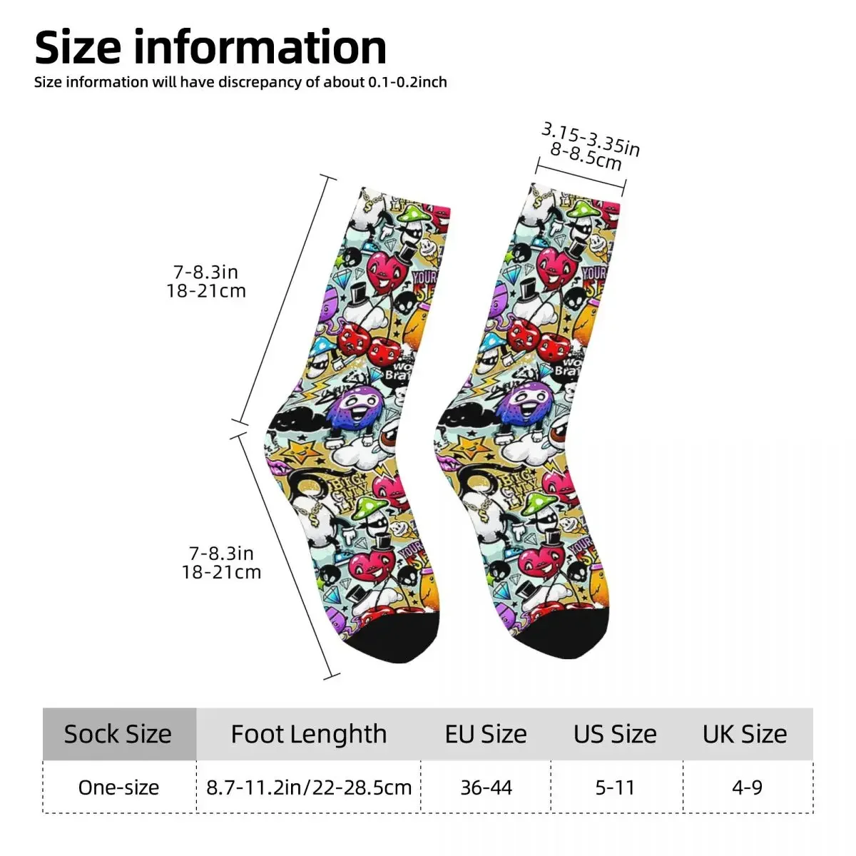 Chaussettes Harajuku Graffiti Amusantes, Bas Super Doux, Chaussettes sulfToutes Saisons, Accessoires pour Cadeau d'Anniversaire Unisexe