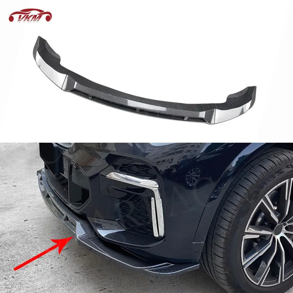 

ABS Carbon Look Car Front Lip Bumper Chin Splitter Cover for BMW X5 G05 M Sport 2019 + 3PCS Car Bodykits Facelift Accessories