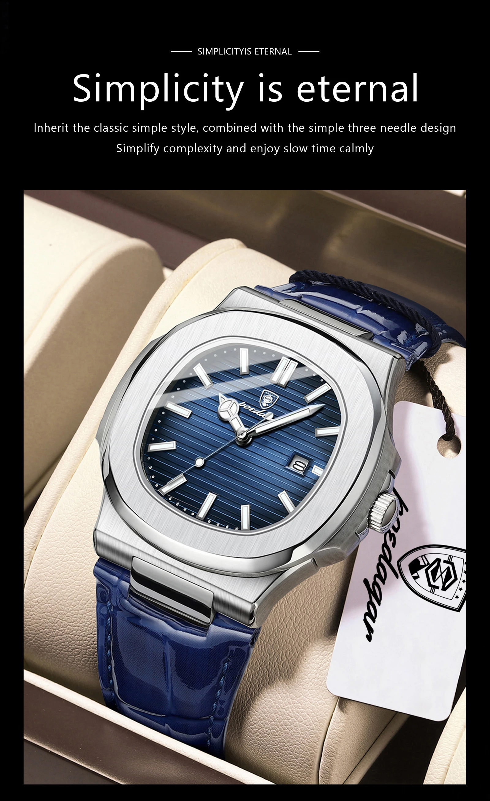 POEDAGAR Top Platz Mann Uhr Datum Wasserdicht Leucht Luxus Männer Armbanduhr Hohe Qualität Leder herren Quarz Uhren + Box reloj – Detail 6