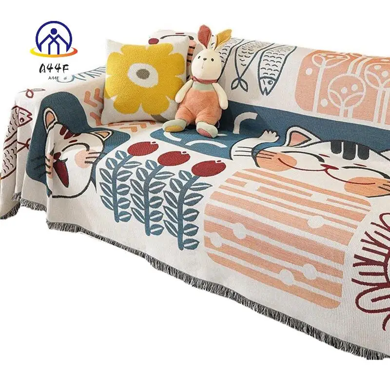 A44F-夏用ユニバーサルソファカバー布製ソファクッションカバーブランケットシングルユニバーサルオールシーズン