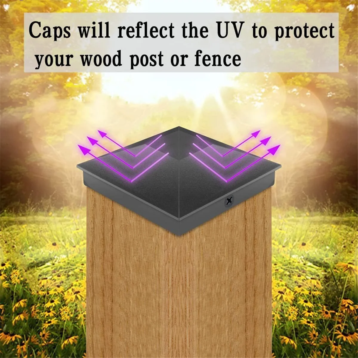 ABNH (3,5 pulgadas x 3,5 pulgadas) tapas de postes de cerca de madera, impermeables a prueba de rayos UV, mantienen el poste de grietas y aposamiento para tapas de postes cubierta 6 piezas