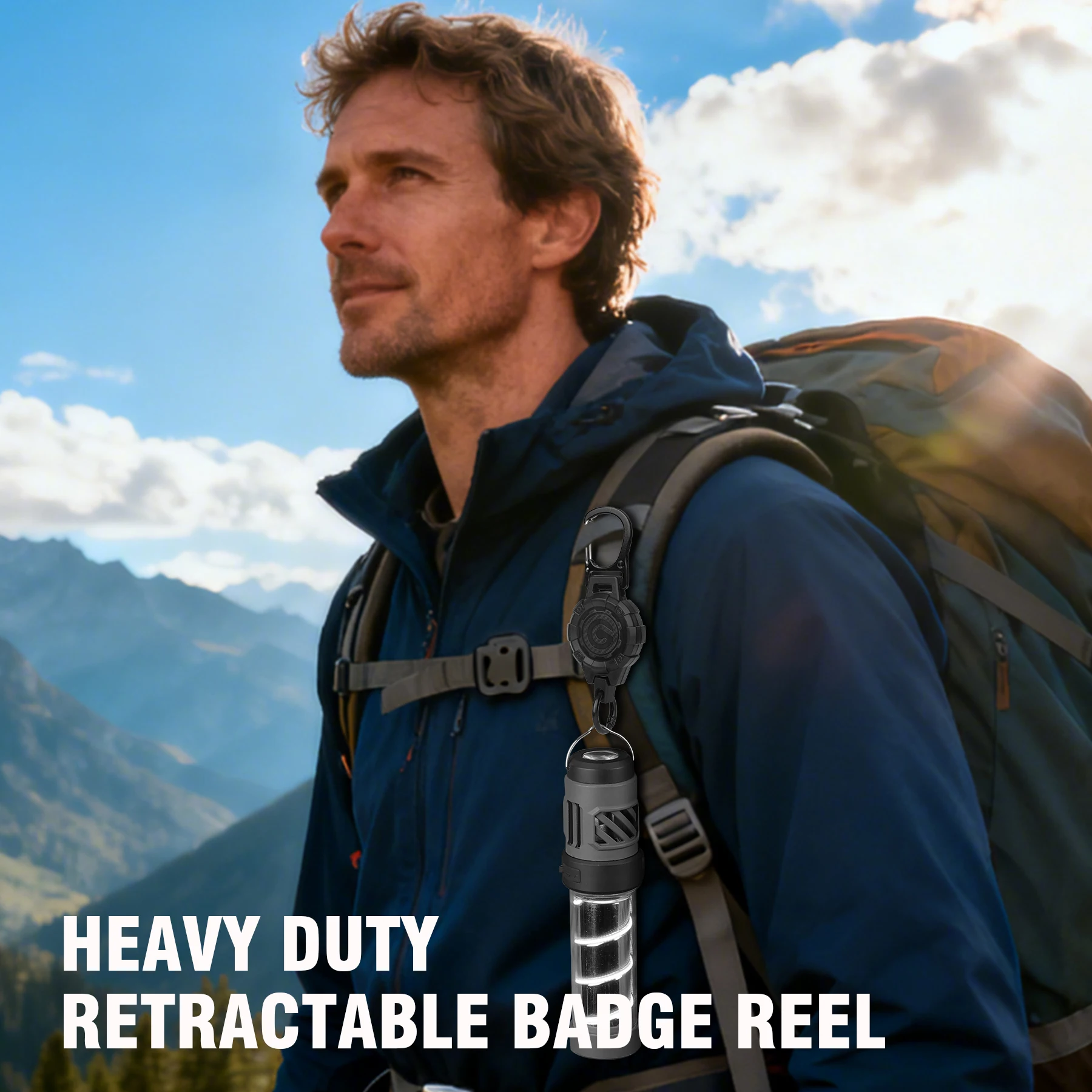 الثقيلة قابل للسحب شارة بكرة المفاتيح التكتيكية معرف شارة حامل حزام الصلب قابل للسحب حبل أدوات متعددة الملحقات #6