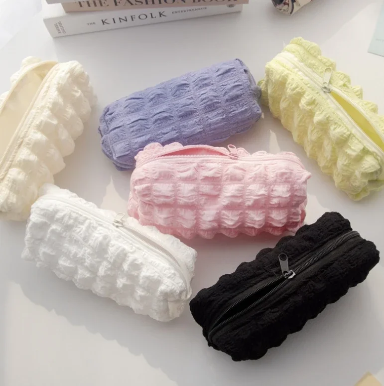 حقيبة مكياج قطيفة لطيفة للنساء محمولة للسفر حقائب مستحضرات تجميل صغيرة بلون سادة وسحاب حقيبة أدوات الزينة وحقيبة غسيل وأكياس تخزين