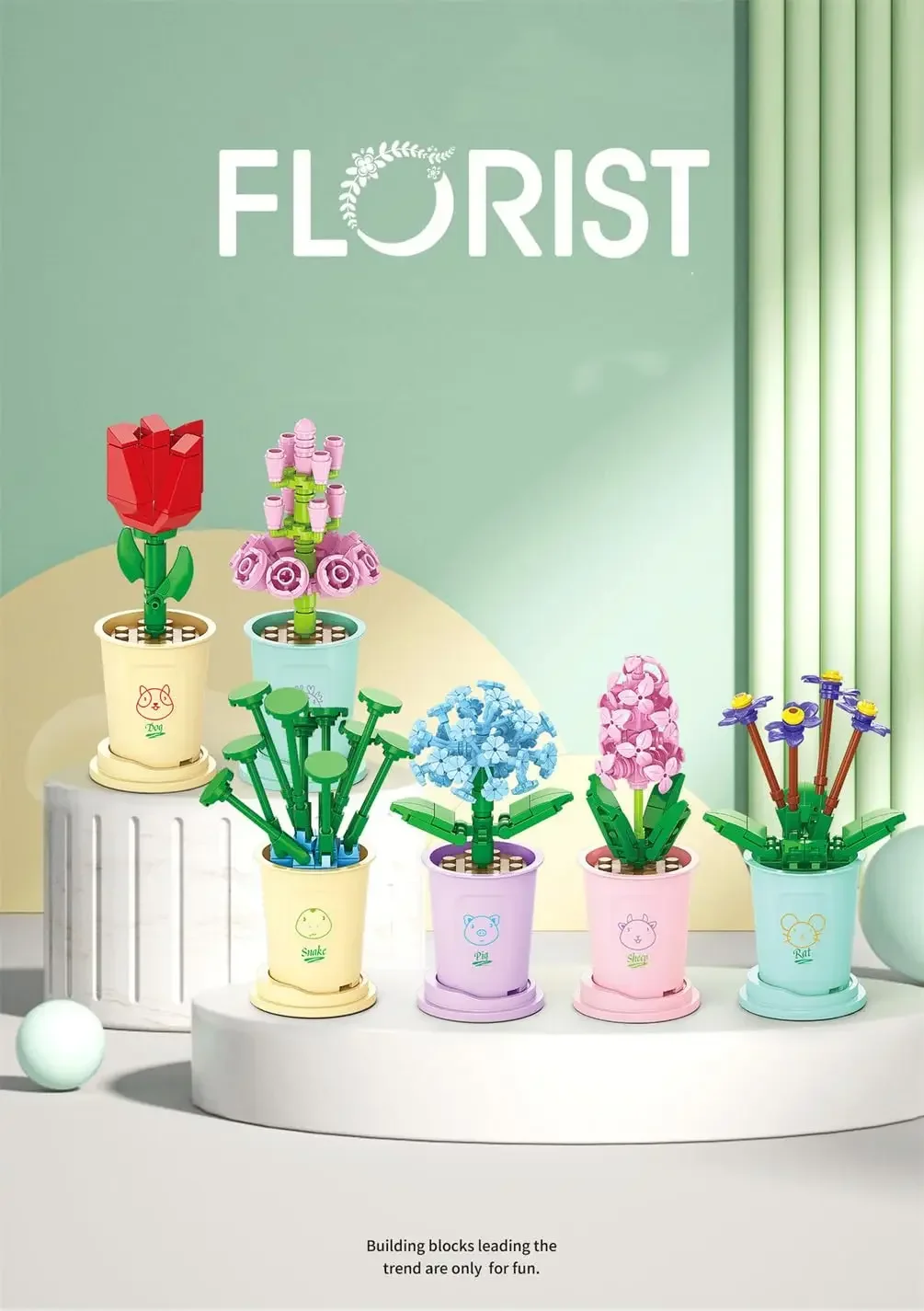 

Building Set,Flower and Plant Toy Building Blocks DIY Constructions Artificial Decorations for Adults and Children 6 Years +