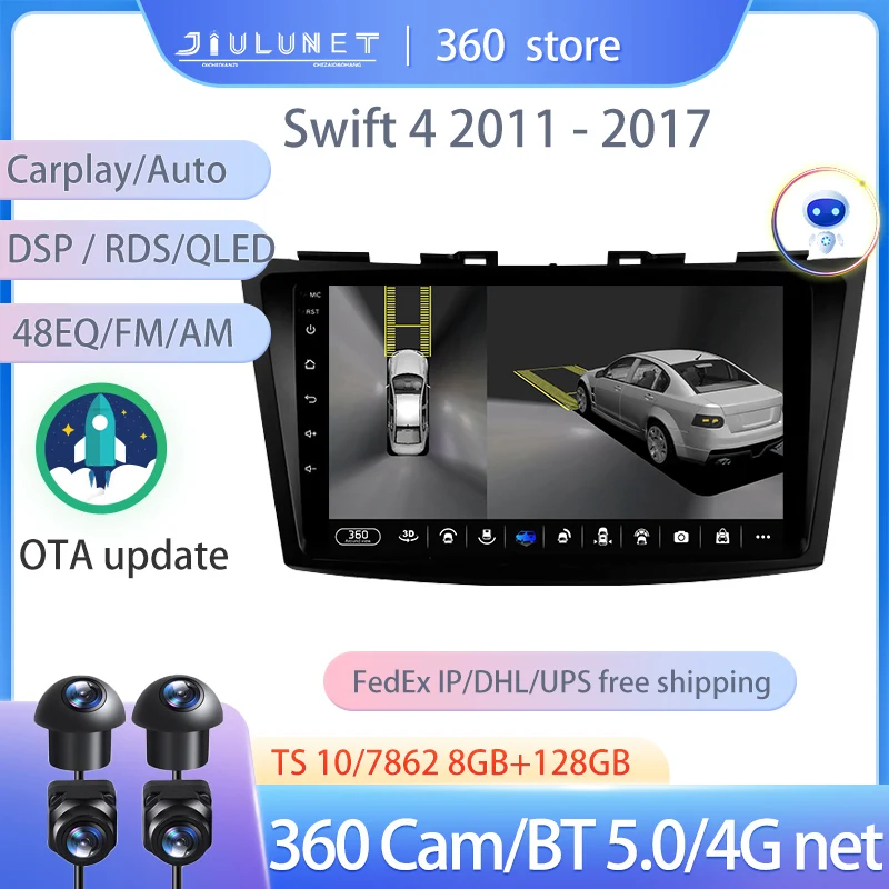 

JIULUNET Smart Stereo Android Auto 360 Cam радио для Suzuki Swift 4 2011 - 2017 мультимедийная навигация Carplay