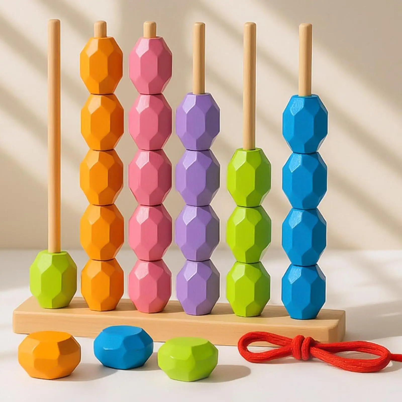 

Wooden Activity Toy Color Matching Lacing Beads Educational Children’s Game for Early Learning Ages 3 to 6