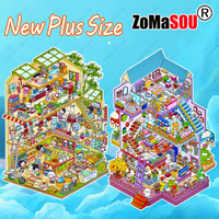 Plus Size Cartoon Childhood and Villa 2.5D DIY Landscape Sticker Pocket Cabin Scene Game Stickers Christmas Gift for Kid Child