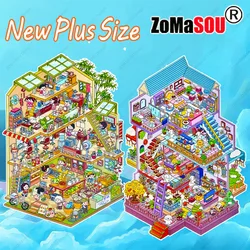 Plus Size Cartoon Childhood and Villa 2.5D DIY Landscape Sticker Pocket Cabin Scene Game Stickers Christmas Gift for Kid Child